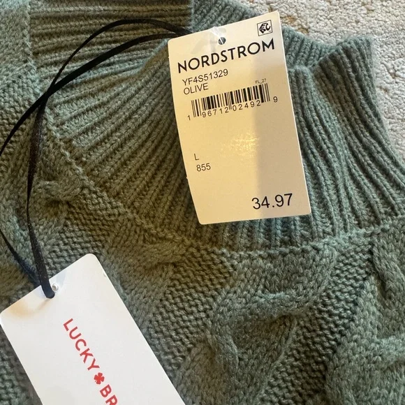 Olive Green Cable Knit Sweater Dress L - Picture 5 of 6